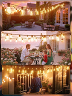 luckystyle 70FT LED Outdoor String Lights with Remote, 24+1 Shatterproof Bulbs Waterproof and Dimmable Patio Lights for Porch, Garden, Backyard, Deck, Balcony, 2200K Hanging Lighting