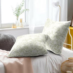 Chinoiserie Flowers Throw Pillow Covers 20x20 Inch, 2 Pcs Vintage Green Floral Decorative Pillowcases Double-Sided Square Cushion Cover for Couch Sofa Bed Outdoor Home Decor