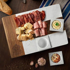 HomeWetBar Personalized Charcuterie Board Gift Set | Custom 15.75" x 11.75" White Marble & Acacia Wood Cheese Board with Serving Bowls | Perfect Housewarming + Wedding + Couples Gift Idea