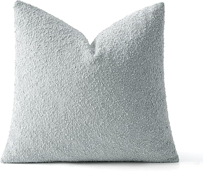 MIULEE Textured Boucle Throw Pillow Cover Light Blue Accent Solid Eruo Sham Pillow Case Decorative Soft Pack of 1 Couch Cushion Chair Sofa Bedroom Livingroom Home Decor,24x24 Inch