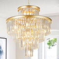 Modern Gold Crystal Chandelier 15 Lights 24" Round Light Fixture Luxury 5-Tier K9 Crystals Chandelier Contemporary Pendant Lighting for Dinning Room Living Room Foyer Kitchen
