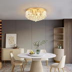 9-Light Gold Crystal Chandelier Contemporary 22'' Modern Semi Flush Mount Crystal Hanging Light Sparkling Decoration for Bedroom Entryway Living Dining Room Kitchen Island Hallway
