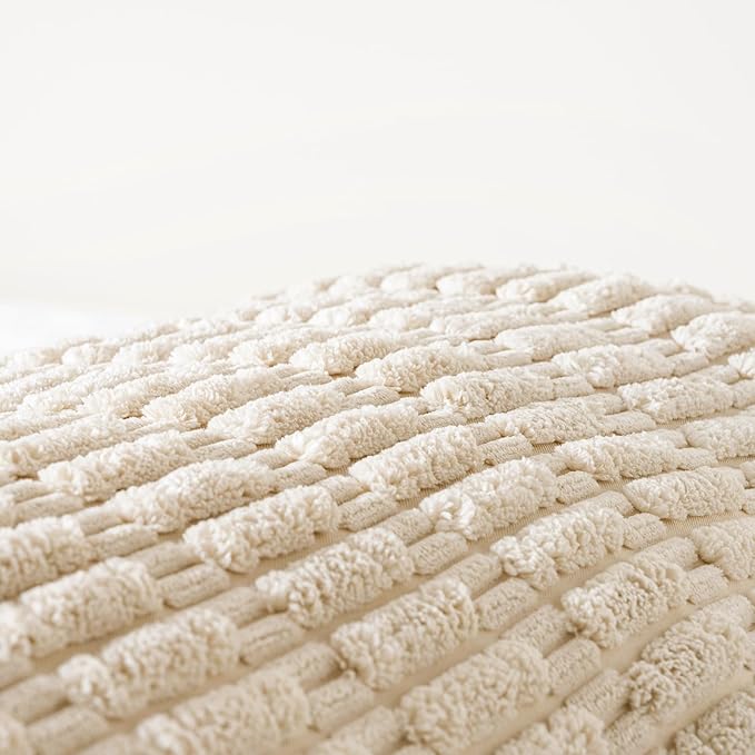 Fancy Homi Tan Long Body Lumbar Decorative Throw Pillow Cover 14x36 Inch for Bed Couch Bedroom Bench, Soft Corduroy Rectangle Solid Pillow Case 35x91 cm, Beige Rustic Farmhouse Boho Room Decor