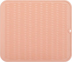 Silicone Dish Drying Mat for Multiple Usage,Easy clean,Eco-friendly,Heat-resistant Silicone Mat for Kitchen Counter or Sink,Refrigerator or Drawer Liner Pink XL 18 inches x 16 inches