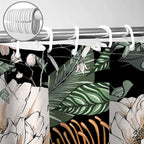 Sanzugh Boho Floral Shower Curtain, Pretty Vintage Bohemian Flower Botanical Leaves Fabric Shower Curtains Set for Bathroom Decoration with Hooks 72 X 72 inch Black Dark Bath Decor