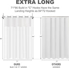 No Hook Shower Curtain Set with Snap in Liner, White Jacquard Tufted Geometric Bath Curtain, Boho Luxury Hotel Bathroom Decor, Waterproof Washable, 71 x 86 Inch