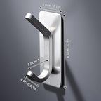 DELITON Adhesive Towel Hooks for Bathroom - 4 Pack Heavy Duty Stick on Wall Hooks, Waterproof Robe/Coat Hangers for Kitchen, Shower (Silver, Stainless Steel)