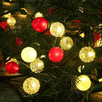 GlowVibe Christmas Lights 70 Counts Red and White Globe String Lights with Pearlized Glass 120V ETL Certified Indoor Outdoor Use for Holiday Party Thanksgiving Yard Xmas Tree