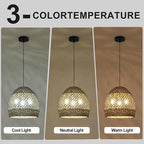 Rattan Boho Pendant Light Fixtures, Farmhouse Hanging 3-Light Wicker Chandelier,Hand-Woven Seagrass Kitchen Islands Chandeliers for Dining Room Entryway Foyer 13.39"