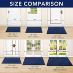 hicorfe Indoor Doormat,Front Back Door Mat Rubber Backing Non Slip Door Mats 20"x48" Absorbent Resist Dirt Entrance Doormat Inside Floor Mats for Entryway Washable Low-Profile(Navy Blue)