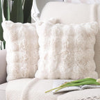 MADIZZ Pack of 2 Thick Plush Wool Throw Pillow Covers 18x18 Inch Cream Soft Neutral Decorative Throw Pillows Accent Boho Cushion Covers for Couch Sofa Bedroom Pillow Shell