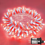 120 LED Red and White Christmas Lights Outdoor, 40ft Christmas String Lights 8 Modes Red White Fairy Lights for Bedroom Decorations
