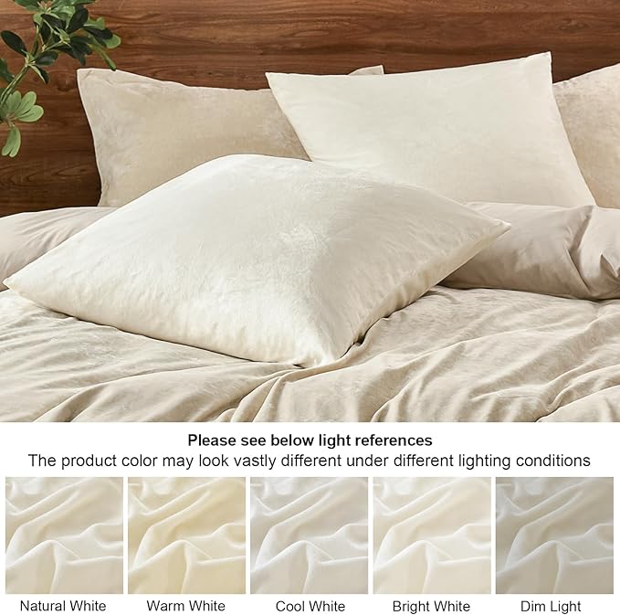 PHF Super Soft Velvet Euro Sham, 26"x 26",No Insert, 2 Pack Color Gradient Euro Pillow Covers, Ultra Cozy European Pillow Covers for Luxurious Home Decorative, No Shedding, No Pilling, Cream