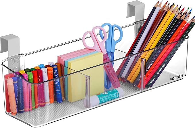vacane Office Hanging Organizer, Clear Hanging Baskets for Organizing Over the Cabinet Organizer Holder for Kitchen, Pantry, Bathroom-Hang Outside or Inside Door-XL