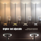 GLOWRIUM-H3B Floor Lamp for Bedroom, 71 Inch Bright LED Modern Corner Lamp with Remote, 4 Color Temperatures Tall Standing Reading Lamp with Timer for Bedroom, Stepless Dimmable, Rotatable Head