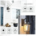 Outdoor Light Fixtures Wall Mount, Waterproof Exterior Wall Lanterns with Glass, Outside Wall Sconces, Front Porch Lights for House Garage Doorway Patio (Small, 2Pack)