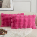 MANDIOO Pack of 2 Thick Plush Wool Decorative Throw Pillow Covers Super Soft Wave Bubble Fur Velvet Cushion Covers Pillow Shams for Couch Bed Living Room 12x20 Inch Hot Pink