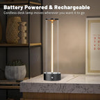Cordless Portable LED Table Lamp, Modern Nightstand Lights with Filament Magnetic, Three-Level Dimmable Lamp for Gaming, Home Office, Bedroom, Living Room, Kitchen, Bar, Restaurant (Black)