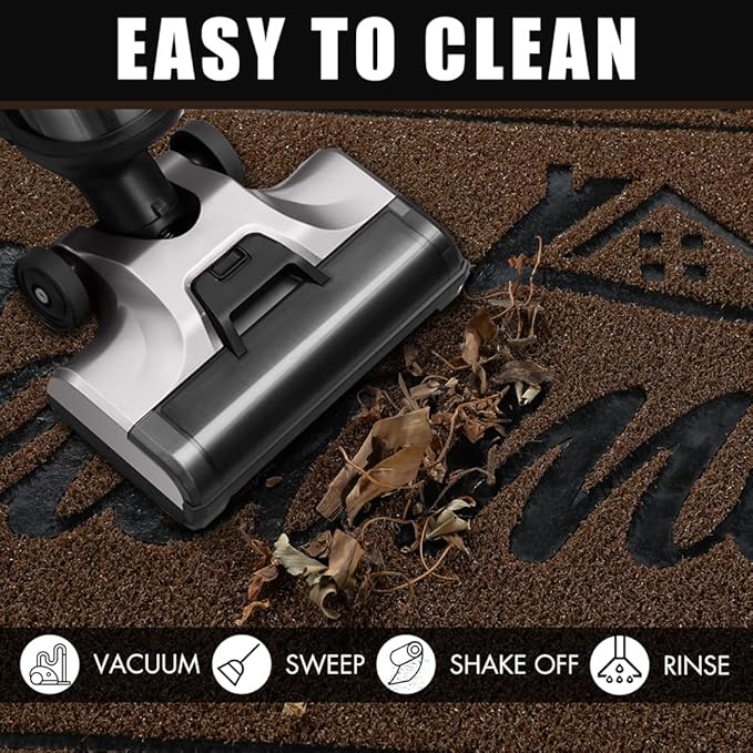 Yimobra Welcome Mat, Heavy Duty Sturdy Door Mats for Home Entrance Outdoor Indoor, Front Doormat for Outside Patio Floor Entry Porch Garage Office, Waterproof, Low Profile, 29.5x17, Coffee