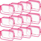 Weewooday 12 Pieces Clear Makeup Bags Cosmetic Storage Bags PVC Zipper Pouches Travel Waterproof Makeup Plastic Case for Women Organizing Toiletries Traveling Bathroom