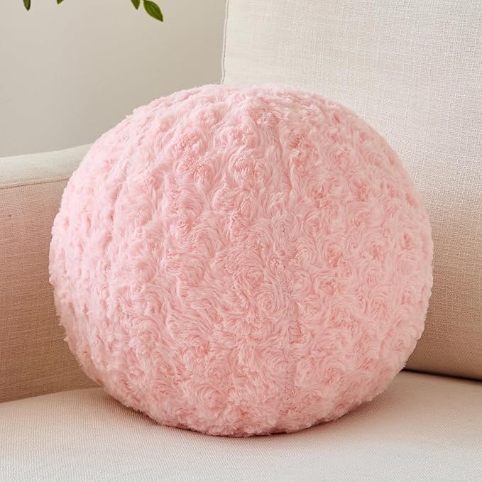 Ball Pillow, Decorative Round Pillow for Couch n, Circle Throw Pillows, Perfect Ball Pillows for Couch, Stylish Decorative Pillows, Versatile Round Throw Pillow (Pink, Mini-8.6 Inches)