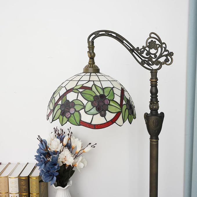 Tiffany Floor Lamp 12 Inch Stained Glass Orange Shrimp Tiffany Style Reading Lamp Retro Home Decoraton Comfortable And Relaxing Atmosphere Suitable Living Room Bedroom Coffee Shop Restaurant Study