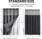 Furlinic Waffle Weave No Hook Shower Curtain with Snap in Liner,Heavy Duty Fabric Bathroom Curtain with See Through Window & Weighted Magnets,Waterproof & Machine Washable,Dark Grey,71x78 Inch