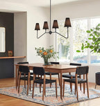 Electro bp;47" W 4-Light Linear Kitchen Island Lighting Fixture Classic Chandeliers Matt Black with Black Linen Shades 160W