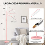 Pink LED Bright Floor Lamp with Remote & Smart Plug, Dimmable Eye-Caring Reading Light for Living Room, Bedroom, Office