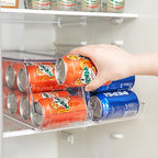 Prsildan Large Soda Can Organizer with Lid, Rolling Soda Dispenser for Refrigerator, Clear Acrylic Drink Dispenser for Fridge Organizer Bins - Stackable Pantry Storage - Holds 12 Cans Each - 2 Pack