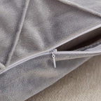 JAUXIO Diamond Pinch Pleated Crystal Velvet Pillowcases 2 Pack Solid Pintuck Throw Cushion Cover for Home Decor Hidden Zipper Closure (Light Grey, Standard)