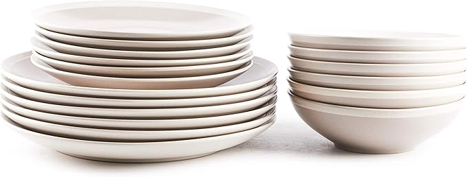 Rock Ridge Speckled Stoneware Dinnerware Set (18pc Set, Sands and Ivory)
