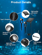Zyan Solar Landscape Spotlights Outdoor, 3 Separate Panels, Auto On/Off, IP65 Waterproof, 36 LEDs, Long-Lasting Warm White Solar Yard Lights for Garden, Pathway & Trees (12-Pack)