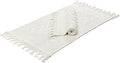 Savi Home Cotton Woven Jacquard Bathroom Rug Set of 2, Woven Fringe Bathroom Mats, 100% Cotton, Non - Slip Bath Mat, Durable Thick Bath Mat 17”x30”& 20"x38" with Fringes, Ivory