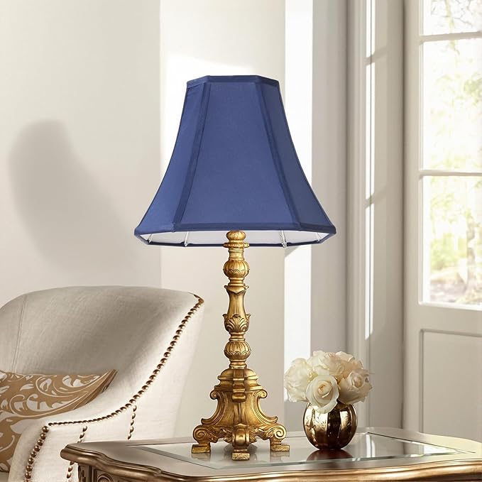 Navy Blue Square Cute Lamp Shades Octagonal Faux Silk Lampshade Replacement Medium Lampshade 6.5×13×10.6IN(Spider) Vintage Lamp Shade for Table & Floor Lamp - Easy Assembly(Single)