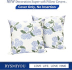Decorative Throw Pillow Covers Set of 2 White Hydrangea Pillow Covers 18x18 inch Super Soft Short Plush Square Floral Throw Pillows,Farmhouse Outdoor Pillow Covers for Couch Living Room