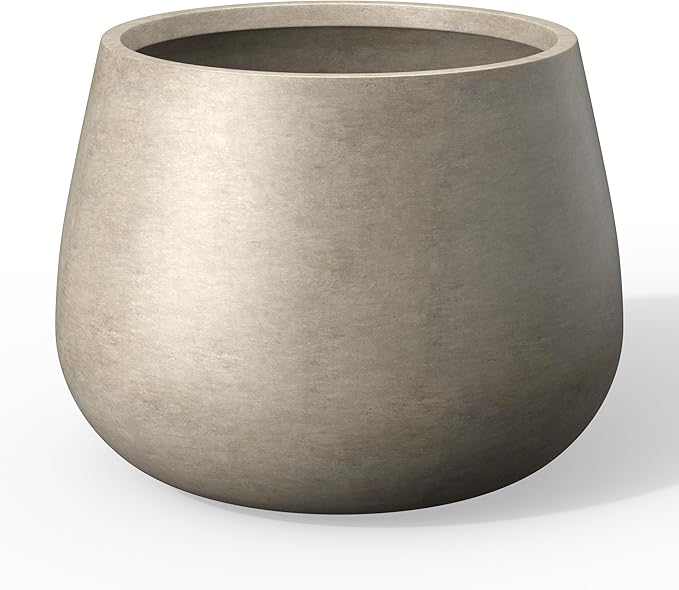 Kante Curva Series Planter, 10.2 Inch Round Concrete Flower Pot with Draiange Hole and Rubber Plug, Suitable for Indoor Plants, Home, Garden, Patio, Weathered Concrete
