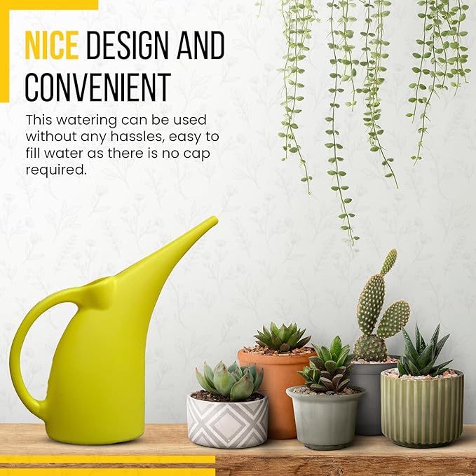 KP KOOL PRODUCTS Small Watering Can 1/2 Gallon for Indoor Plants - Outdoor Watering Can for Garden - Yellow Plant Waterer - 1 Pack