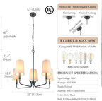 Chandelier, Matte Black with Beige Linen Fabric Shade, Farmhouse Linear Island Lighting Fixture for Kitchen, Dining Room (Matte Black with Linen Fabric Shades)