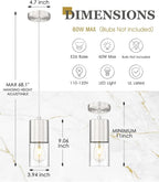 2-Pack Pendant Lights Kitchen Island, Brushed Nickel Hanging Lights Fixtures with Cylinder Clear Glass, Industrial Kitchen Pendant Lighting Over Island for Dining Room, AD-24023-1P2-SN