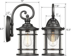 Emliviar Modern Outdoor Wall Lantern - Exterior Carriage Light for Garage Front Porch with Seeded Glass Shade, 15.5 Inch Height, Black Finish, XE229B BK