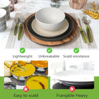 Teivio 16-Piece Kitchen Plastic Wheat Straw Dinnerware Set, Service for 4, Dinner Plates, Dessert Plate, Cereal Bowls, Cups, Unbreakable Plastic Outdoor Camping Dishes, Stone