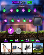 LORRYTE 2-Pack 100 LED Purple and Green Halloween Lights Outdoor - 64FT Crystal Globe Waterproof Solar String Lights with 8 Lighting Modes for Halloween Decorations, Garden, Patio, Party, Porch