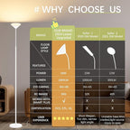 LED Floor Lamp, 18W Floor Lamp with Remote & Touch Control, 2700K-6500K Adjustable Eye Caring Standing Light for Living Room, Bedroom, Office