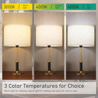 21" Modern Table Lamp Bedside Lamps for Bedroom Living Room Nightstand Lamp for End Tables 3-Color Temperatures Pull Chain Switch Wood Fabric for Home Office Desk Decor (Light Brown+Brass)