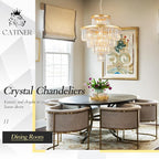 Modern Gold Crystal Chandelier 15 Lights 24" Round Light Fixture Luxury 5-Tier K9 Crystals Chandelier Contemporary Pendant Lighting for Dinning Room Living Room Foyer Kitchen