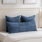 Fancy Homi 2 Packs Dusty Blue Decorative Throw Pillow Covers 20x20 Inch for Living Room Couch Bed Sofa, Rustic Farmhouse Boho Home Decor, Soft Corss Corduroy Patchwork Accent Cushion Case 50x50 cm