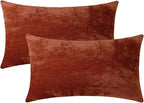 Jeneoo Terracotta Decorative Throw Pillow Covers Soft Chenille Comfy Solid Rust Couch Cushion Case Decor (Set of 2, 12 x 20 Inches)