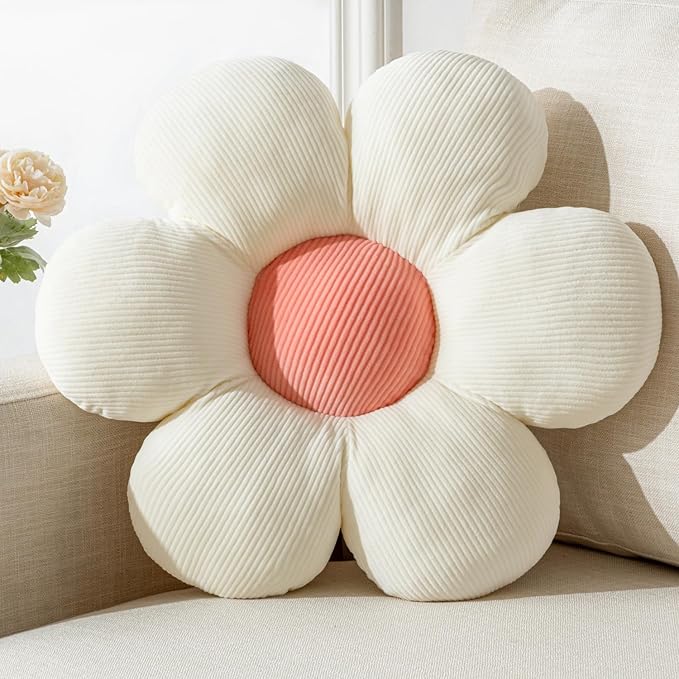 Flower Shaped Throw Pillow - White Flower Plush Throw Pillow for Floor Seating Cushions