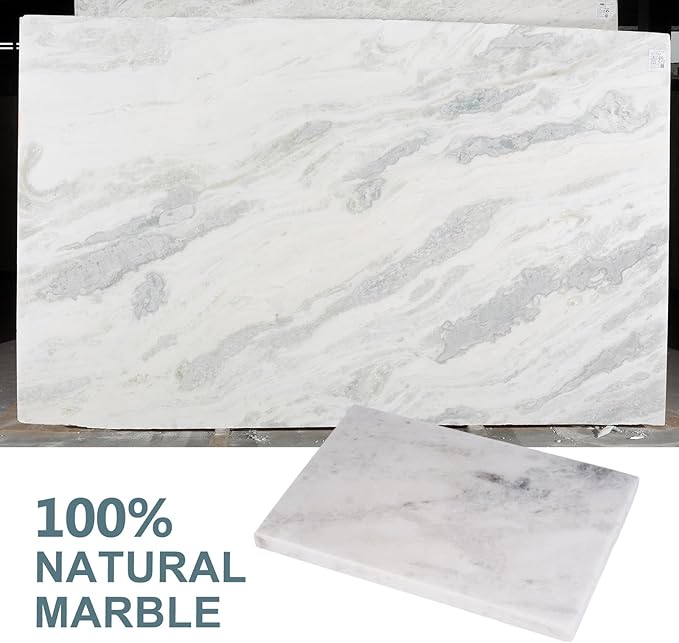 BCS Natural Marble Cutting Boards for Kitchen - 12" x 8" Multi-Purpose Pastry Marble Tray Cheese Board Marble Slab for Counter, Bathroom Perfume Tray Jewelry Candle Plate (Namib Fantasy)